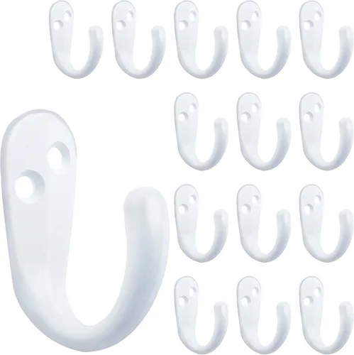 Miniatura 15 de IBosins 15 ganchos para abrigos montados en la pared, gancho único para batas para colgar toallas con 30 tornillos para bolsos, sombrero, gorra