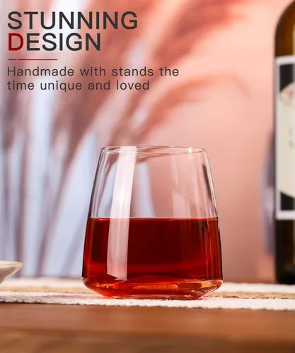 Miniatura 2 de Juego de copas de vino sin tallo de 4 a 15 onzas, transparentes y modernas copas de vino sopladas a mano, vidrio de cristal de diseño europeo
