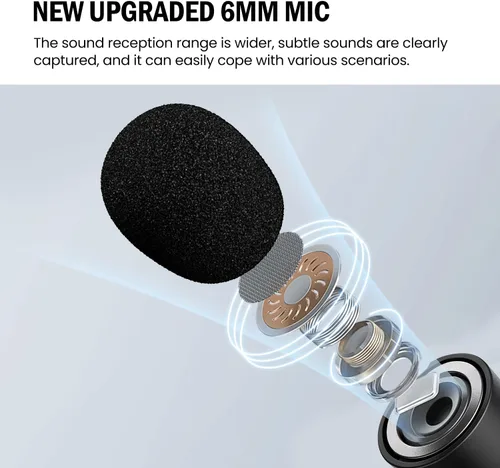 Miniatura 4 de Paquete de 2 mini micrófonos inalámbricos Lavalier para iPhone, Android, cancelación activa de ruido, micrófono magnético de solapa para TikTok