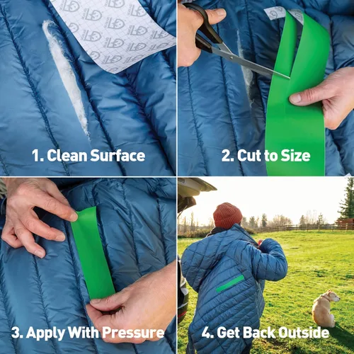 Miniatura 3 de GEAR AID - Cinta adhesiva resistente para reparación de tela y vinilo Tenacious, 3 x 20 pulgadas, color verde OD, reparación rápida de agujeros