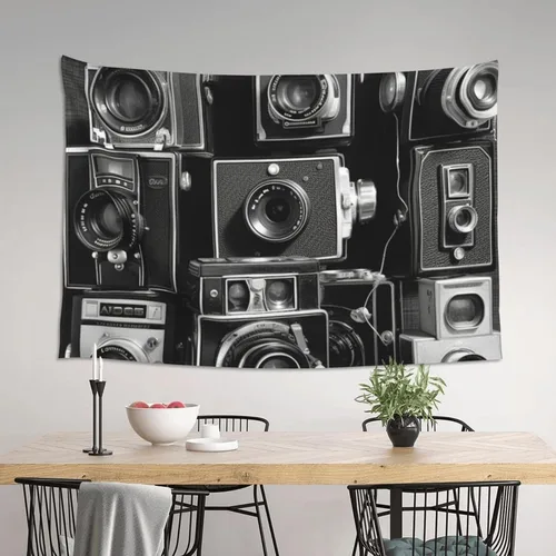 Miniatura 3 de FodPand Tapiz retro de la colección de cámaras geniales para decoración de dormitorio, telón de fondo de fiesta, tapiz estético para colgar