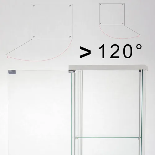 Miniatura 5 de Vitrina de cristal con puerta con 4 estantes, gabinete curio de cristal transparente para colocar en el suelo, vitrina de exhibición para Blanco