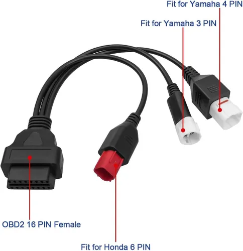 Miniatura 3 de 3pin 4 pin 6pin motor obd2 cable 3pin 4pin 6pin 6pin a 16pin Euro5 OBD moto 3 en 1 adaptador de diagnóstico OBDii Cable conector escáner para Yamaha