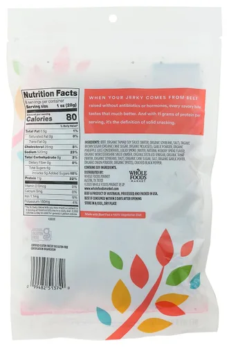 Miniatura 3 de 365 by Whole Foods Market, Carne seca alimentada con pasto, sabor a humo natural, 8 onzas