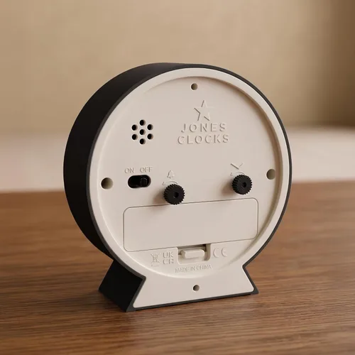 Miniatura 4 de JONES CLOCKS Mini reloj despertador Midnight Diseño contemporáneo Negro Elegante, compacto y funcional para mesita de noche, escritorio