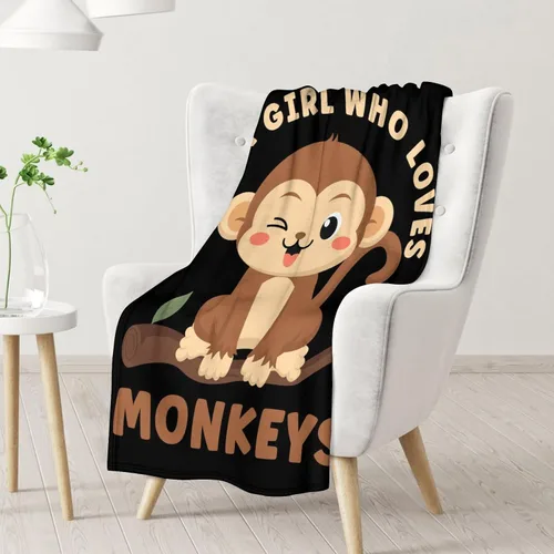 Miniatura 2 de Manta de mono para niñas pequeñas, tamaño de regazo de 30 x 40 pulgadas, manta de felpa suave y peluda para regalo, manta negra linda para cama, sofá