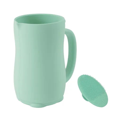 Miniatura 8 de mandoo Taza de enjuague de baño para bebés, silicona de grado alimenticio, taza de enjuague para champú y lavado corporal para niños con mango