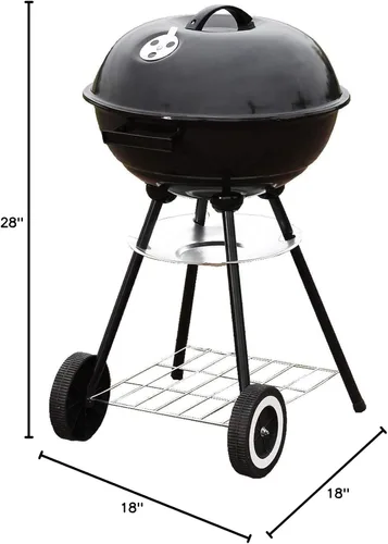 Miniatura 6 de Parrilla de carbón portátil de 18 pulgadas – Parrilla BBQ redonda de alta resistencia con tazón de parrilla engrosado, resistente con 4 patas