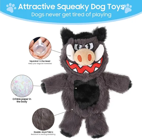 Miniatura 3 de Bzonsmart Paquete de 5 Juguetes Chirriantes para Perros. Juguetes de Masticación de Peluche Resistentes para Perros. Juguetes Interactivos