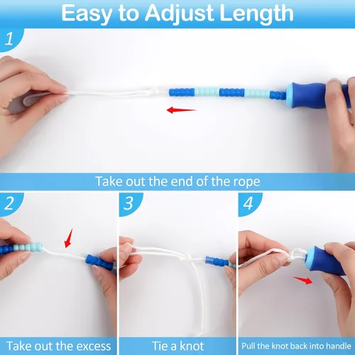 Miniatura 2 de Jump Rope for Kids, Adjustable Jump Ropes for 4 5 6 7 8 10 12, Tangle Free Jumping Rope Age 8-12, Segmented Soft Beaded Skipping Rope for Women Azul