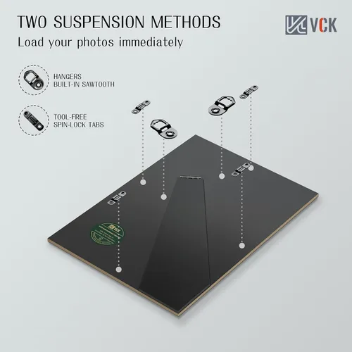 Miniatura 4 de VCK Paquete de 2 portarretratos de 5 x 7, color negro, de madera de alta gama con vidrio templado, para fotos de 4 x 6 con paspartú o 5 x 7 sin