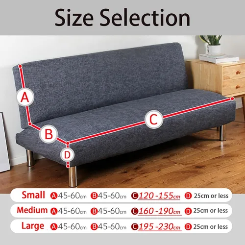 Miniatura 2 de Konsilsa Funda de sofá cama sin brazos, funda elástica para sofá cama, funda de sofá cama plegable, cubierta completa suave, funda para futón