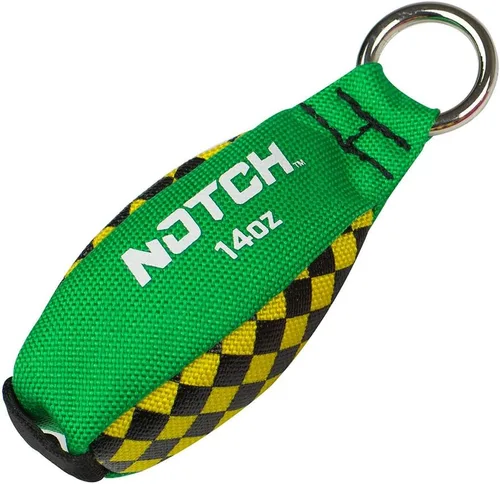 Notch Throw Weight for Line Setting, Extra-Stitched 1000 Denier Nylon Cordura, Hi-Viz Color Pattern, Welded Ring