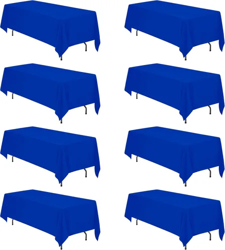 Miniatura 11 de BRILLMAX 6 Pack de Manteles Azul Marino para Mesas Rectangulares de 8 Pies 90 x 156 Pulgadas - 8 pies Mantel Rectangular a Granel de Lino