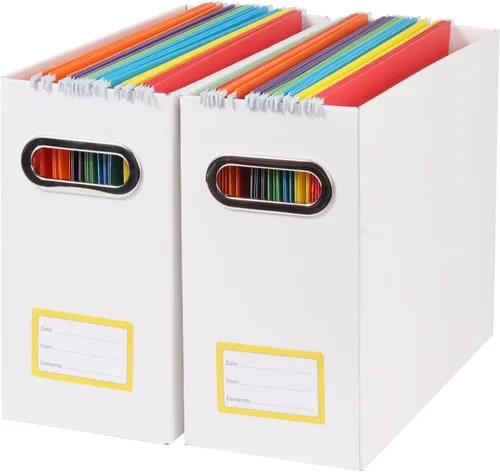 Miniatura 18 de Caja organizadora de archivos plegable con asa, 12.20 x 5.11 x 9.84 pulgadas, organizador de archivos para el hogar u oficina, pequeña caja de Negro