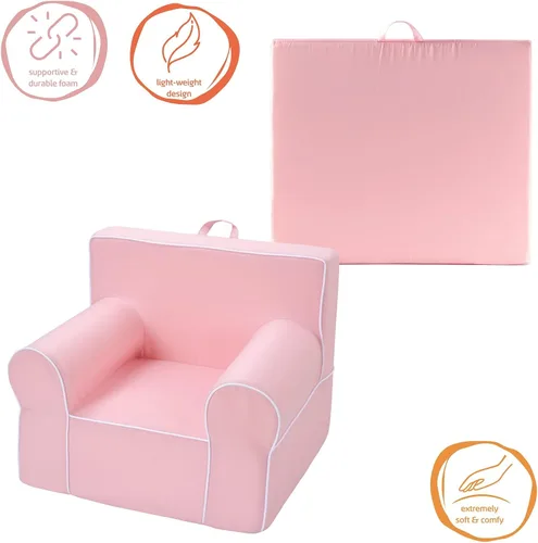 Miniatura 5 de Heritage Kids Sillón de espuma Pink Everywhere con asa de transporte y funda extraíble, 25 x 21 x 22 pulgadas, a partir de 3 años Rosa
