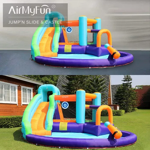 Miniatura 3 de Doctor Dolphin - Casa inflable de rebote con tobogán acuático, casa inflable para niños grandes, tobogán acuático para patio trasero, parque