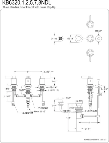 Miniatura 2 de Kingston Brass KB6321NDL NuvoFusion - Grifo para bidé, cromo pulido