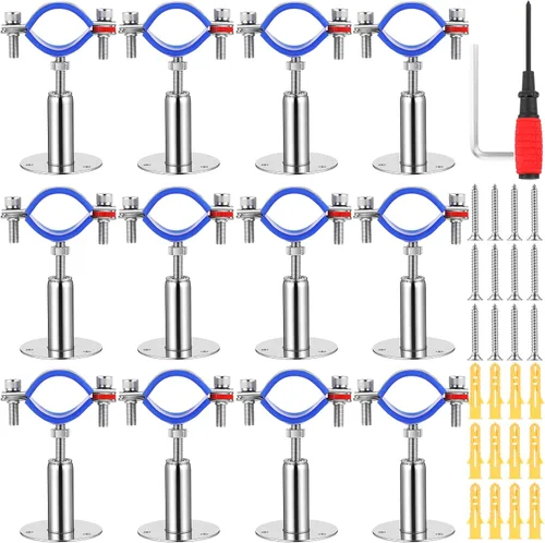 Yaocom 12 piezas de soportes de tubo para montaje en pared y techo, de acero inoxidable 304, adecuados para diámetro exterior de 3/4" (25-28 mm),