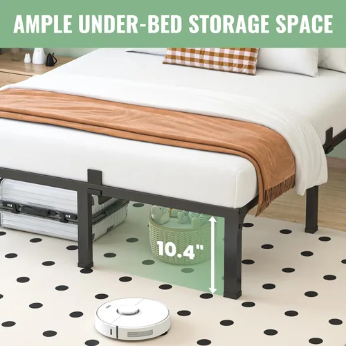 Miniatura 5 de NKZ Base de cama tamaño individual, plataforma de metal resistente de 12 pulgadas con tapón deslizante para colchón, soporte de listones de acero