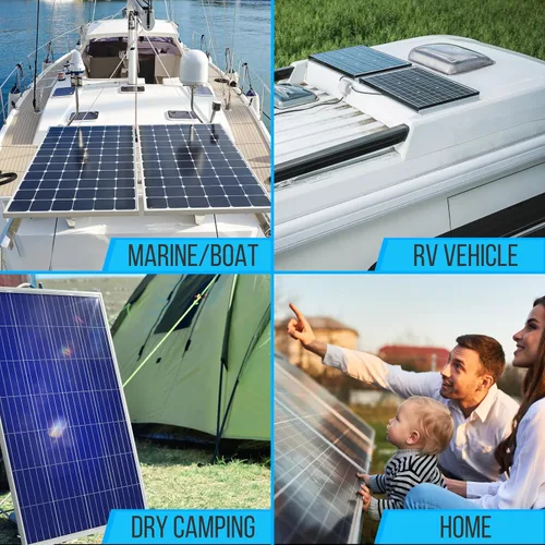 Miniatura 6 de Serenelife Kit de inicio solar portátil de 200 vatios y 12 V con 2 piezas de juego monocristalino de 100 W y controlador PWM de 30 A para RV