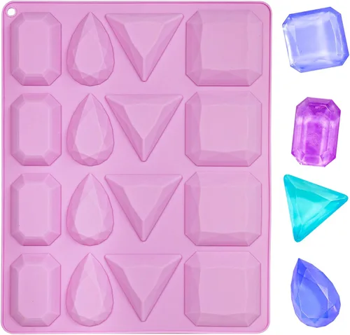 Miniatura 8 de Koluti Crystal Candy - Molde de silicona para hacer bricolaje, 16 cavidades, molde para hornear chocolate con gemas de caramelo de gomita