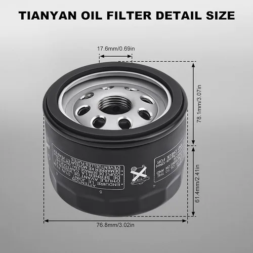 Miniatura 2 de TIANYAN 12 050 01-S Filtro de aceite de repuesto para motor de cortacésped Kohler KH-12-050-01-S KH-12-050-08, YTH20K46 AM125424 Cub Cadet, Troy