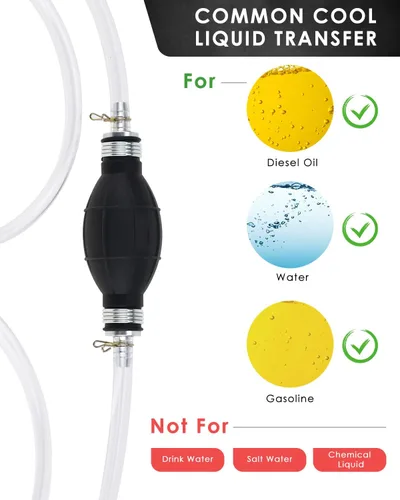 Miniatura 6 de KATUMO Manguera de Sifón de Gasolina, 2 Kits de Bomba de Sifón de Transferencia de Combustible de Gas, Aceite y Agua, Bomba de Combustible Manual
