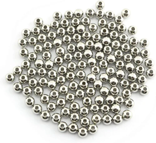 Miniatura 5 de Paquete de 50 cuentas espaciadoras doradas de acero inoxidable 304, cuentas espaciadoras redondas lisas con agujero de 0.079 pulgadas, cuentas