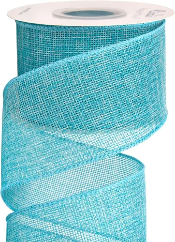 Miniatura 11 de Ribbli Cinta con alambre de arpillera azul bebé, 2-1/2 pulgadas x 10 yardas continuas, cinta de borde con alambre para lazo grande, corona