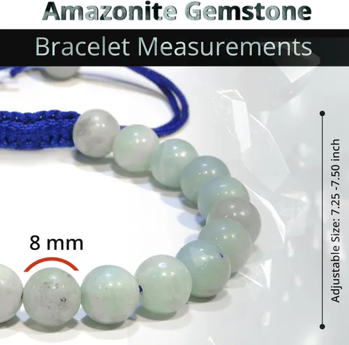 Miniatura 60 de Adjustable Crystal Bracelet – Gemstone Bead Bracelet with Adjustable Macrame String – Chic Gemstone Bracelet for Men and Women – 8mm Round Healing