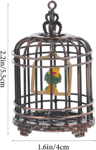 Miniatura 2 de NUOBESTY Mini adorno de jaula de pájaros pequeña casa de muñecas jaula para pájaros 1 12 escala pequeña decoración de casa pequeña jaula de metal