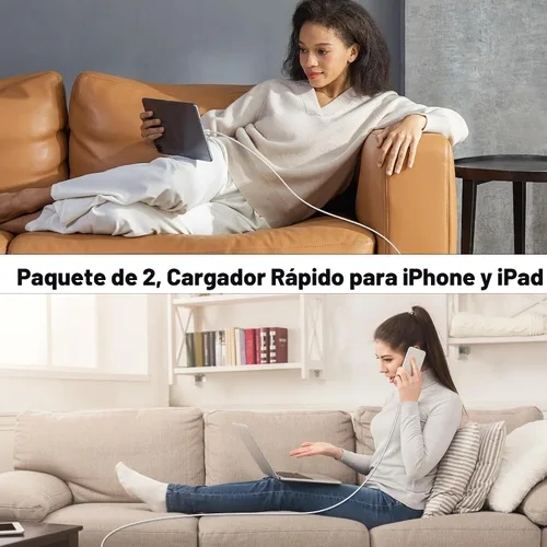 Miniatura 7 de Cargador para iPhone 17 16 15 Carga Rápida, Bloque de Cargador de Pared USB C de 20W con Cable Tipo C a C de 6 pies para Apple iPhone 17/17 Pro/17