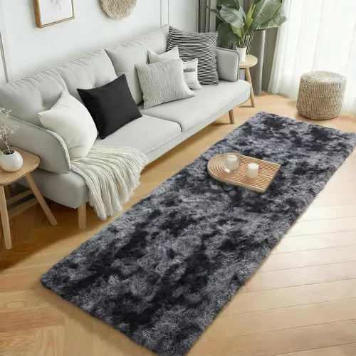 Miniatura 10 de PAGISOFE Alfombras esponjosas de dormitorio de 4 x 6 pies, color negro, alfombra moderna para sala de estar, alfombra lanuda para interiores