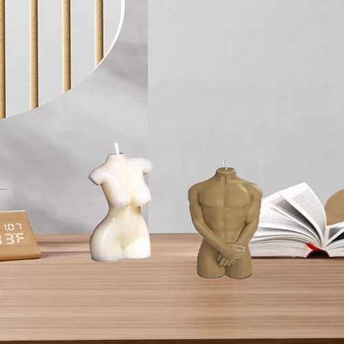 Miniatura 3 de Molde para hacer velas corporales masculinas y femeninas, 2 moldes de silicona con punzón de molde y aguja de gancho para velas para decoración