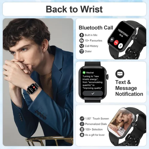 Miniatura 2 de Relojes inteligentes para hombres y mujeres con pantalla HD de 1.83 pulgadas, reloj inteligente de seguimiento de actividad física para teléfonos