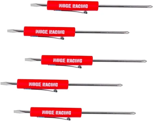 Destornillador de bolsillo de doble extremo y juego ranurado mecánico magnético con clip, mini destornilladores de bolsillo para mecánicos, Rojo
