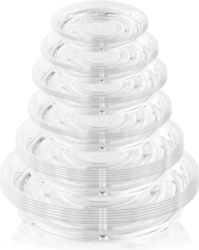 Paquete de 36 platillos transparentes para plantas en interiores (4, 6, 8, 10, 12, 14 pulgadas), platillos para macetas para plantas en maceta,