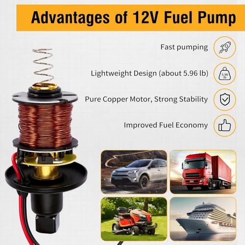 Miniatura 3 de CarBole Bomba de combustible en línea de baja presión de 12V 2-3.5 PSI, bomba eléctrica universal de gasolina y diésel para carburadores, reemplazo