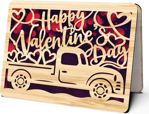 Miniatura 8 de Tarjeta de feliz día de San Valentín para esposa o novia, hecha de bambú real, 5 x 7 pulgadas, 1 paquete (sobre incluido), corte láser, tarjeta