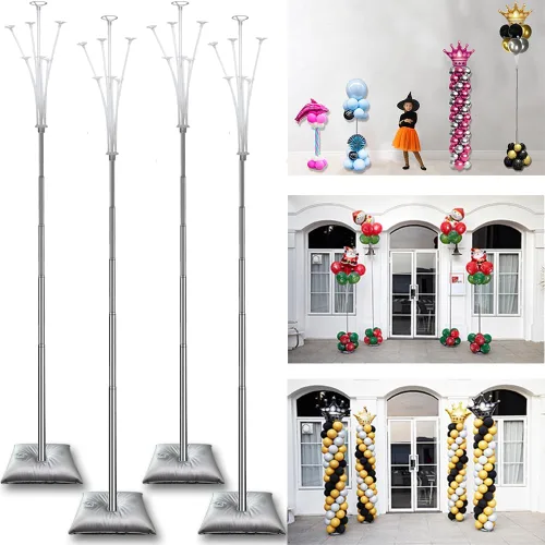 Miniatura 7 de Decojoy Kit de Soporte de Columna para Globos Juego de 2, Conjuntos de Portadores de Globos 2EN1 Soporte de Arco de Globos para Piso, Torre Pilar