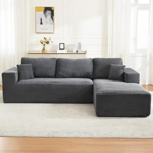 Miniatura 9 de Sofá modular Cloud de 106 pulgadas con diván en forma de L, moderno sofá modular sin hueso con asiento profundo, sofás tapizados para sala de estar