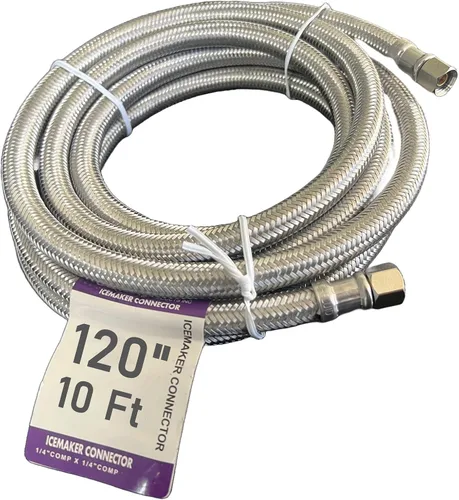 Miniatura 7 de EZ-FLUID Línea de agua para nevera de 12 pulgadas, 1 pie x 1/4 pulgadas, conexión hembra de comp. de acero inoxidable, manguera de agua trenzada