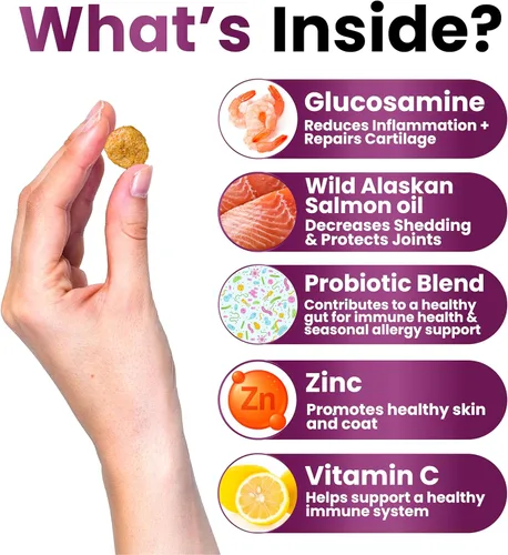 Miniatura 3 de Multivitamínico masticable con glucosamina para perros, vitaminas y suplementos para perros, multivitamínico para adultos mayores y cachorros