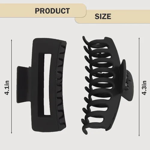 Miniatura 2 de Paquete de 6 pinzas para el cabello de 4 pulgadas para cabello grueso, pinzas de pelo mate grandes para mujeres, pinzas de plátano de sujeción fuerte