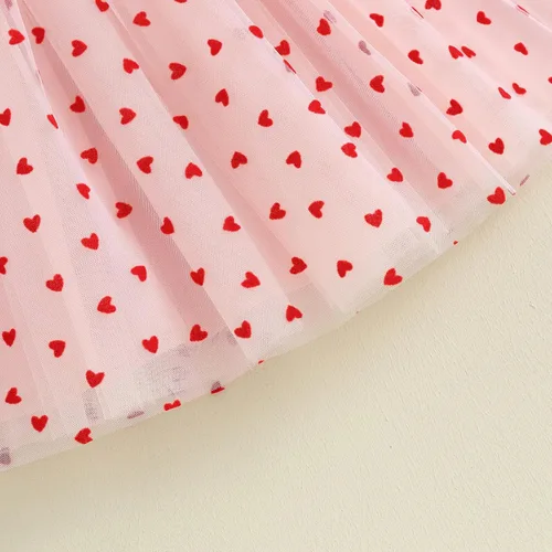 Miniatura 4 de Vestido para el día de San Valentín para niña pequeña, con estampado de corazón, tul de malla, tutú de princesa, vestido de princesa para el primer