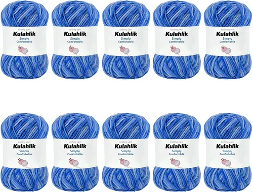 Miniatura 50 de 50g (1x50g) Hilo Acrílico para Crochet y Tejido, Hilo Degradado Colorido, 1 Rollo de Madejas, Hilo Acrílico Multicolor, Perfecto para Proyectos