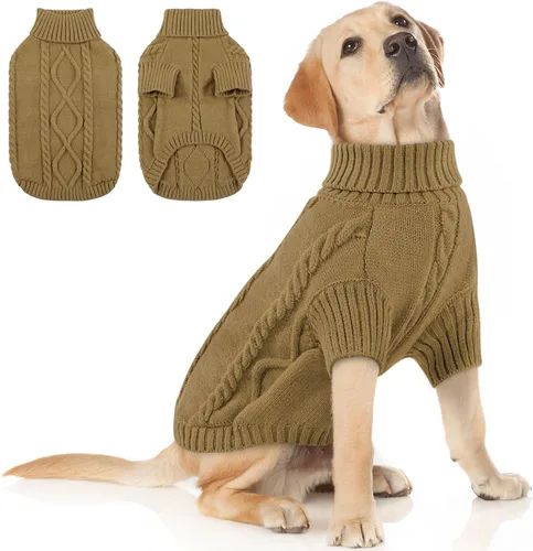 Miniatura 11 de Queenmore - Suéter de punto trenzado con cuello alto para perros pequeños, para climas fríos, para chihuahua, bulldog, teckel, carlino y yorkie, XS