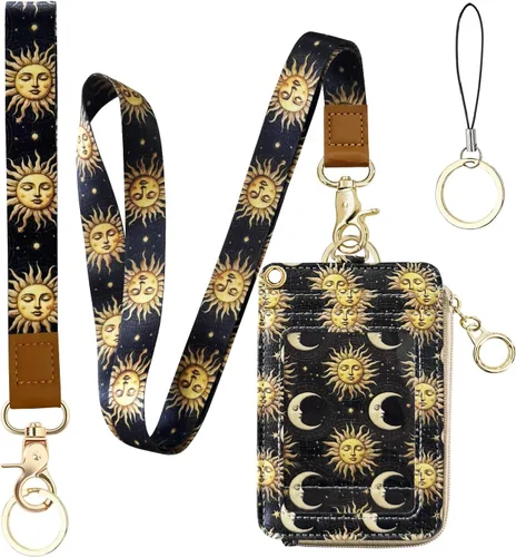 Miniatura 33 de bolimoss Soporte para credencial de sol y luna y cartera con cordón, cordones removibles para maestras, cartera para mujeres con correa