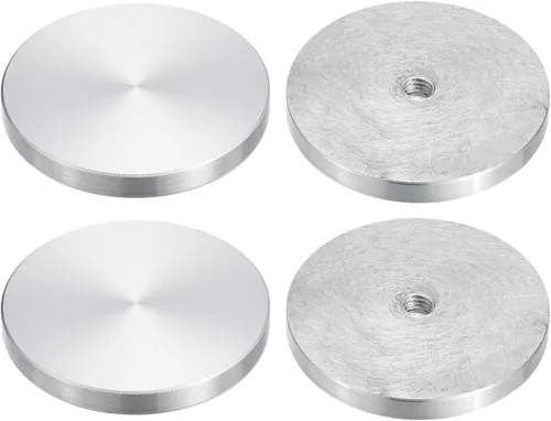Miniatura 26 de uxcell M6 Rosca 0.787 in de diámetro de forma redonda de aluminio disco hardware 1pcs, aluminio círculo disco vidrio adaptador superior para mesa